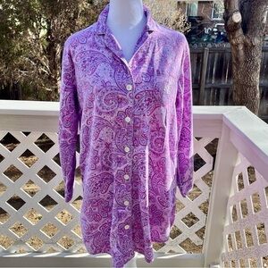 Lauren Ralph Lauren Black Label Purple Pink Paisley Nite Shirt Gown Women Medium